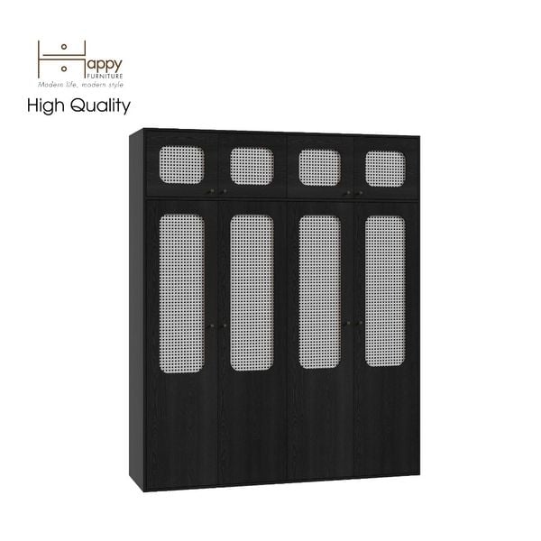  HAPPY FURNITURE , Tủ quần áo 1m8x2m2 cánh mây - MEYDAN , TCM_053 , 180cm x 58cm x 220cm 