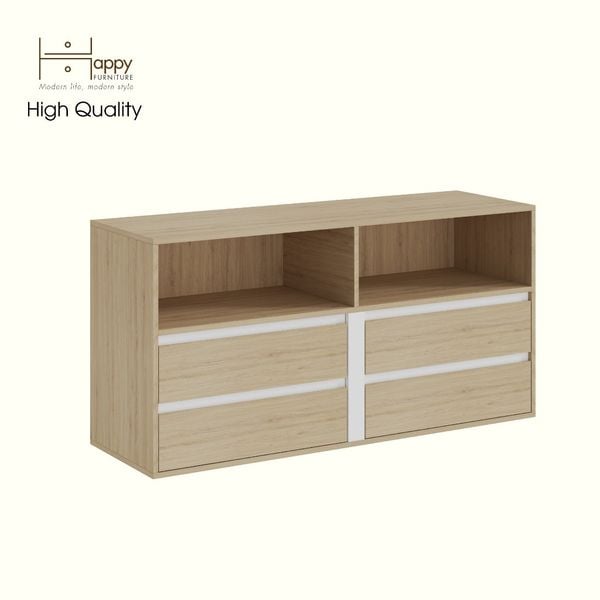  HAPPY FURNITURE , Tủ lưu trữ 4 ngăn kéo - ELIS , THK_319 , 140cm x 45cm x 70cm DxRxC 