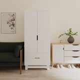  HAPPY FURNITURE , Tủ quần áo 2 cánh mở 2 ngăn kéo - MOLLY , TCM_106 , 76cm x 54cm x 176cm 