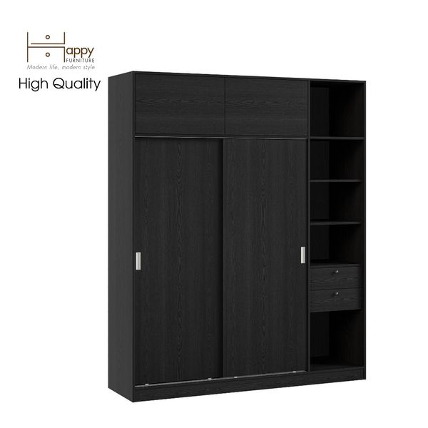  HAPPY FURNITURE , Tủ quần áo cửa lùa 1m8x2m2 - ELEGANT , TCL_006 , 180cm x 54cm x 220cm 