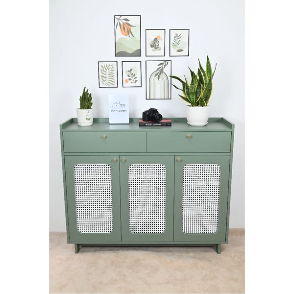  HAPPY FURNITURE , Tủ giày 3 cánh mây - MEYDAN , TCM_057 , 120cm x 34cm x 100cm 