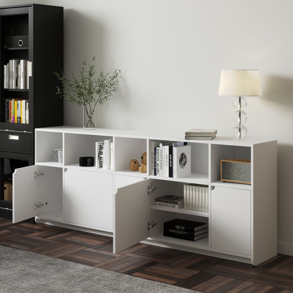  HAPPY FURNITURE , Tủ lưu trữ 5 cửa mở - CIRCLE , TCM_071 , 200cm x 34cm x 78cm 