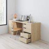  HAPPY FURNITURE , Bàn làm việc 8 ngăn kéo - ASO, BAN_147 , 180cm x 59cm x 75cm DxRxC 