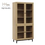  HAPPY FURNITURE , Kệ sách 5 tầng cửa kính chân sắt - CATY , KSA_020 , 90cm x 39cm x 180cm 