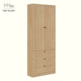  HAPPY FURNITURE , MATTA - Kệ sách 6 tầng 3 ngăn kéo 2 cửa mở , KSA_069 , 80cm x 28cm x 200cm DxRxC 