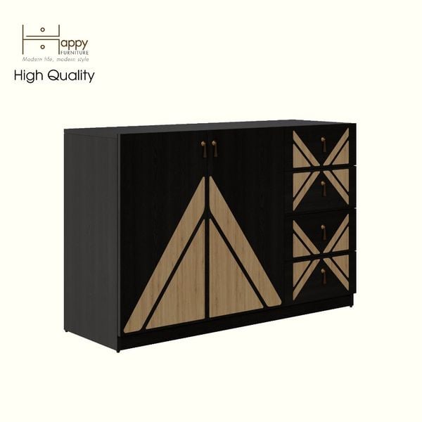  HAPPY FURNITURE , Tủ lưu trữ 2 cửa mở 4 ngăn kéo - CHARIS , TCM_120 , 120cm x 40cm x 78cm 