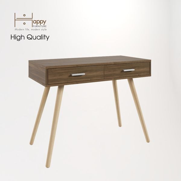  HAPPY FURNITURE , Bàn trang điểm 2 ngăn kéo chân gỗ chéo - OSRI , BAN_004 , 100cm x 45cm x 75cm 