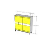  HAPPY FURNITURE , Tủ lưu trữ 2 cánh lùa chân sắt - TAKO , TCL_034 , 110cm x 30cm x 110cm 