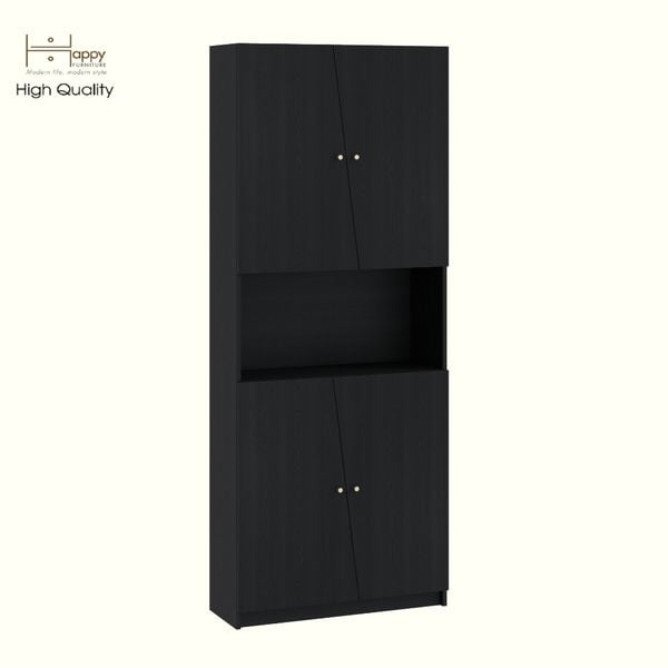  HAPPY FURNITURE , Kệ sách cửa kính 2 ngăn kéo - DALEY , KSA_108 , 80cm x 30cm x 200cm DxRxC 