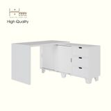  HAPPY FURNITURE , ALVA - Bàn làm việc 2 cửa lùa 3 ngăn kéo, BAN_127 , 140cm x 59cm x 72cm DxRxC 