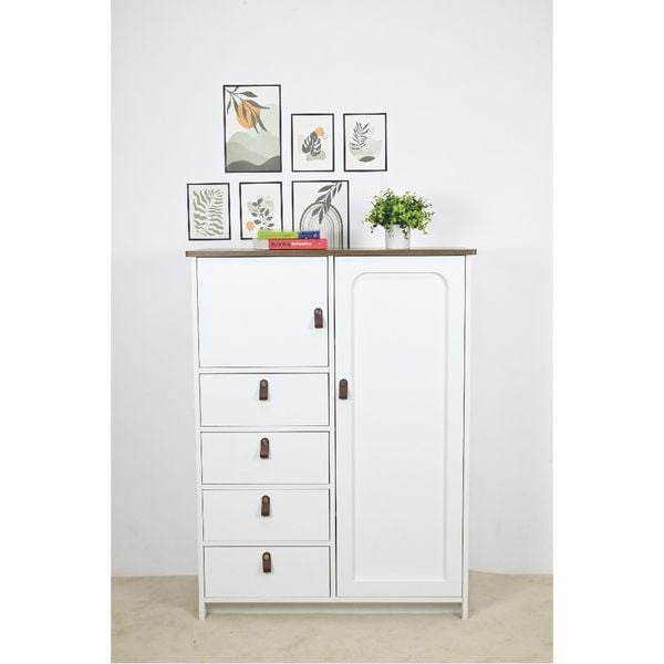  HAPPY FURNITURE , Tủ lưu trữ 5 ngăn 1 cửa mở - NOMIA , TCM_035 , 90cm x 35cm x 120cm 