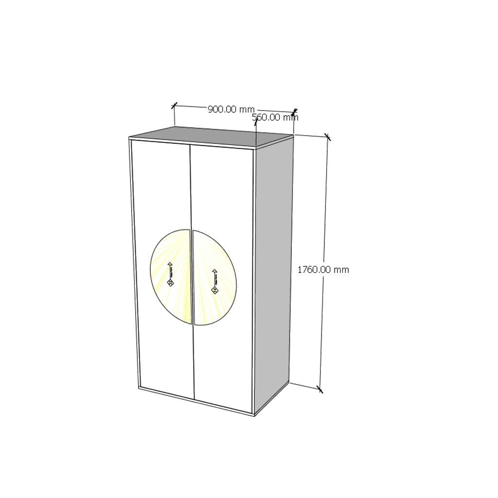  HAPPY FURNITURE , Tủ quần áo 2 cửa mở - BANA , TCM_128 , 90cm x 56cm x 176cm 