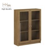  HAPPY FURNITURE , kệ sách 3 tầng cửa kính - CATY , KSA_012 , 80cm x 30cm x 106cm 