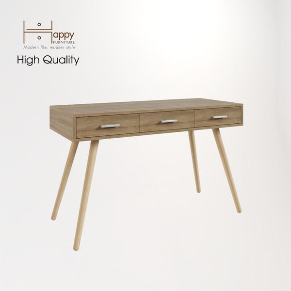  HAPPY FURNITURE , Bàn làm việc 3 ngăn chân gỗ chéo - OSRI , BAN_003 , 120cm x 50cm x 75cm 