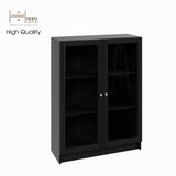  HAPPY FURNITURE , kệ sách 3 tầng cửa kính - CATY , KSA_012 , 80cm x 30cm x 106cm 