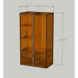  HAPPY FURNITURE , Tủ quần áo 2 cửa mở 4 ngăn kéo - ELIS , TCM_285 , 100cm x 55cm x 180cm DxRxC 