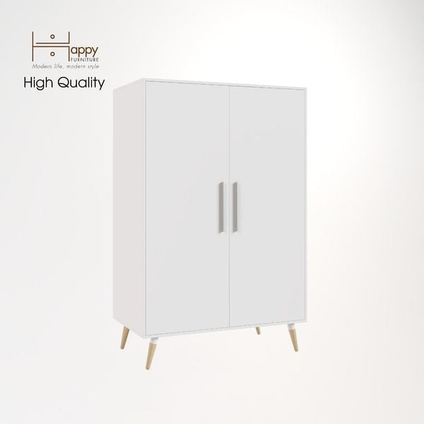  HAPPY FURNITURE , Tủ quần áo 2 cửa mở chân gỗ chéo - OSRI , TCM_012 , 120cm x 58cm x 180cm 