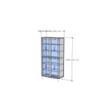  HAPPY FURNITURE, Kệ sách MDF 6 tầng cửa kính chân sắt đèn LED CATY KSA_021 (90×39×180 cm) 
