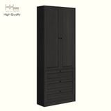  HAPPY FURNITURE , MATTA - Kệ sách 6 tầng 3 ngăn kéo 2 cửa mở , KSA_069 , 80cm x 28cm x 200cm DxRxC 