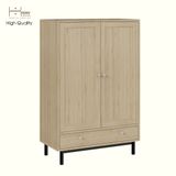  HAPPY FURNITURE , Kệ sách 3 tầng 2 cửa mở chân sắt - CATY , KSA_057, 80cm x 39cm x 120cm 