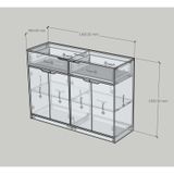  HAPPY FURNITURE , Tủ lưu trữ 2 ngăn kéo 4 cửa mở - ASO, TLT_071 , 140cm x 45cm x 100cm DxRxC 