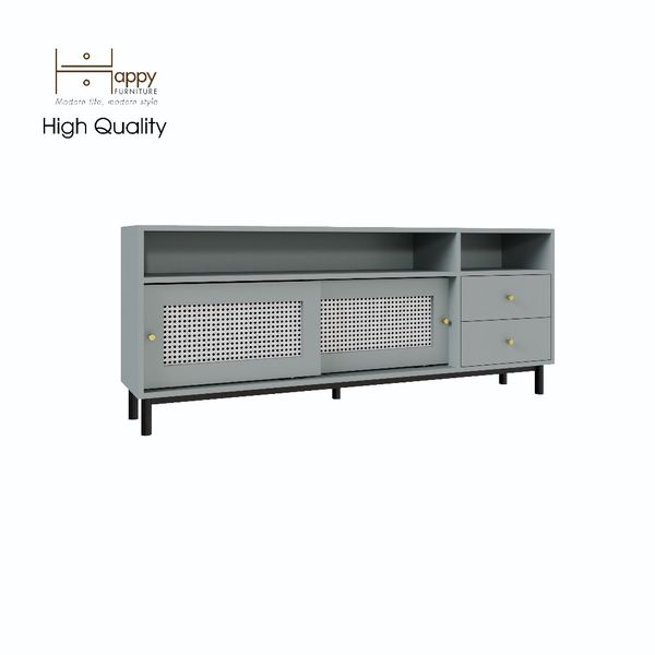  HAPPY FURNITURE , Tủ lưu trữ 2 cánh lùa 2 ngăn kéo chân sắt - ROTAN , TCL_032 , 160cm x 30cm x 64cm 