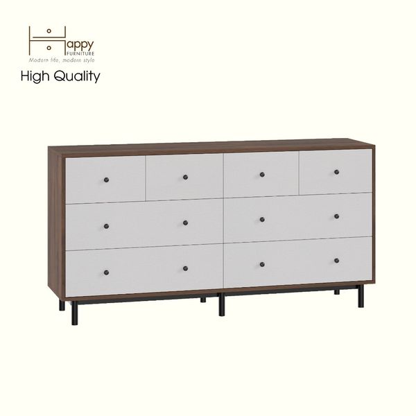  HAPPY FURNITURE , Tủ lưu trữ 8 ngăn kéo - LIVIK, THK_276 , 160cm x 40cm x 82cm DxRxC 