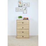 HAPPY FURNITURE , ZACY - Tủ lưu trữ 4 ngăn kéo , THK_215 , 55cm x 45cm x 82cm DxRxC, Sản phẩm phổ thông 