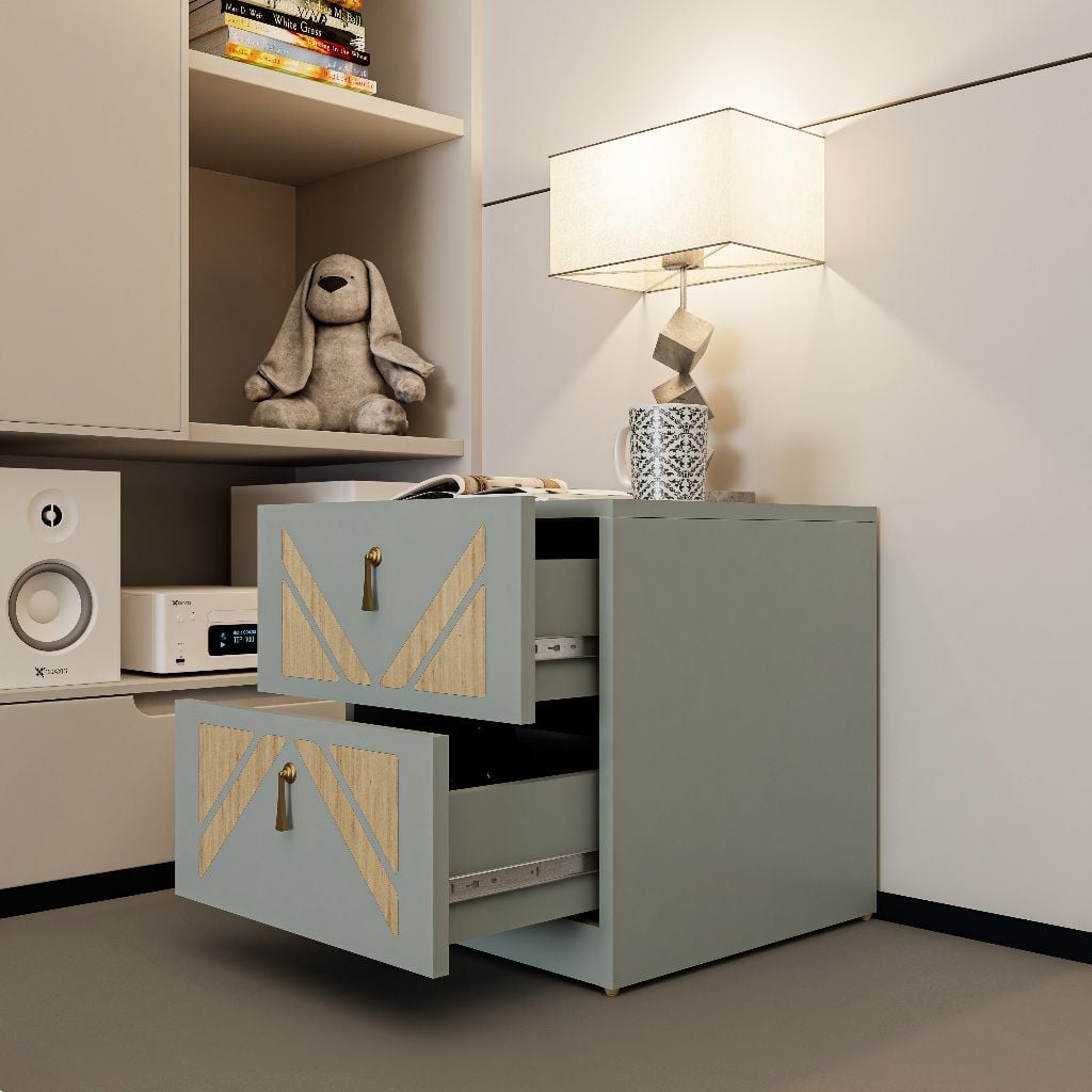  HAPPY FURNITURE , Táp đầu giường 2 ngăn kéo - CHARIS , THK_116 , 42cm x 45cm x 46cm 