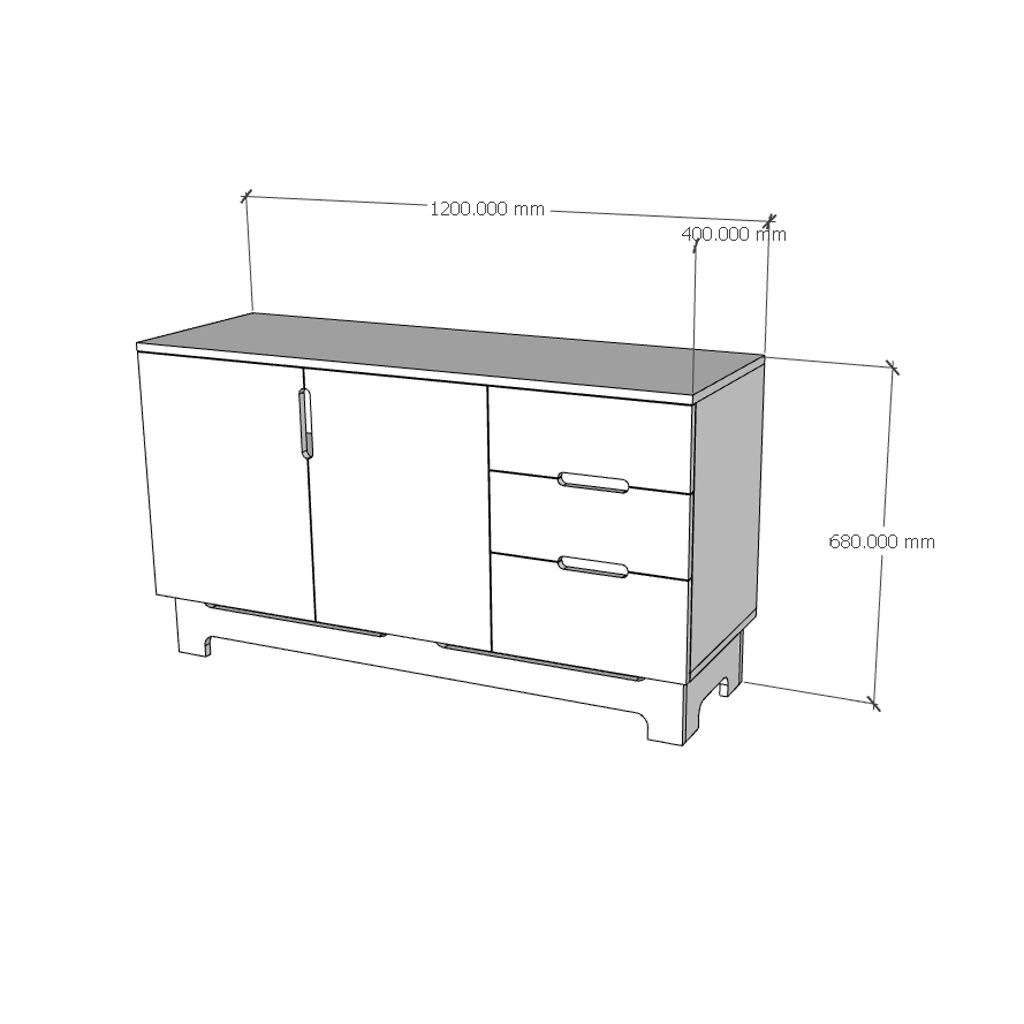  HAPPY FURNITURE , Tủ lưu trữ 2 cánh mở 3 ngăn kéo - MOLLY , TCM_101 , 120cm x 40cm x 68cm 