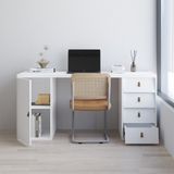  HAPPY FURNITURE , Bàn làm việc 1 cửa mở 4 ngăn kéo - CALYN , BAN_154 , 160cm x 55cm x 75cm DxRxC 