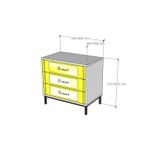  HAPPY FURNITURE , Tủ lưu trữ 3 ngăn kéo chân sắt - TAKO , THK_131 , 64cm x 40cm x 61cm 