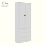  HAPPY FURNITURE , MATTA - Kệ sách 6 tầng 3 ngăn kéo 2 cửa mở , KSA_069 , 80cm x 28cm x 200cm DxRxC 