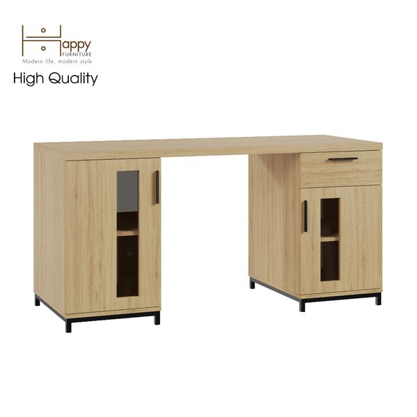  HAPPY FURNITURE , Bàn làm việc chân sắt - LOUIS , BAN_034 , 150cm x 60cm x 75cm 