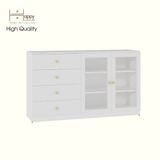  HAPPY FURNITURE , Tủ lưu trữ cửa kính 4 ngăn kéo - JOVIE , TCM_163 , 140cm x40cm x 82cm 