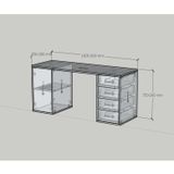  HAPPY FURNITURE , Bàn làm việc 1 cửa mở 4 ngăn kéo - CALYN , BAN_154 , 160cm x 55cm x 75cm DxRxC 