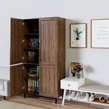  HAPPY FURNITURE , Kệ sách 5 tầng 4 cửa mở chân sắt - CATY , KSA_055 , 90cm x 39cm x 180cm 