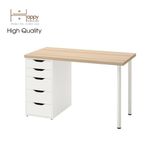  HAPPY FURNITURE , Bàn làm việc chân sắt 1 bên ngăn tủ - LIDA , BAN_020 BAN_021 BAN_022 BAN_023 , 59x72cm , sâu x cao 
