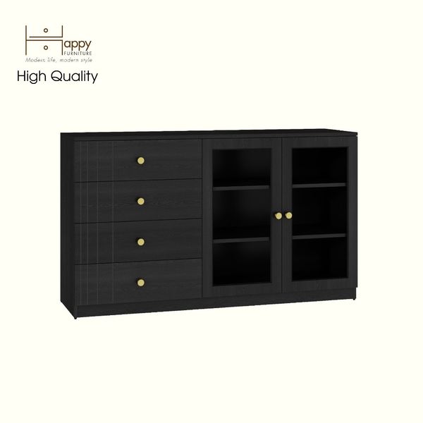  HAPPY FURNITURE , Tủ lưu trữ cửa kính 4 ngăn kéo - JOVIE , TCM_163 , 140cm x40cm x 82cm 