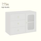  HAPPY FURNITURE , Tủ lưu trữ 1 cửa kính 3 ngăn kéo - NOAH , TLT_066 , 100cm x 45cm x 70cm DxRxC 