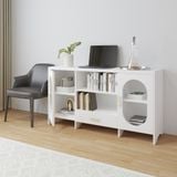  HAPPY FURNITURE , Tủ lưu trữ 2 cửa kính - CHEVY, KTV_080 , 140cm x 40cm x 76cm DxRxC 