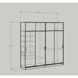  HAPPY FURNITURE , Tủ quần áo cửa lùa 2m2x2m2 - ELEGANT , TCL_007 , 220cm x 54cm x 220cm 