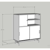  HAPPY FURNITURE , Tủ lưu trữ cánh lùa chân sắt - LUCA , TCL_015 , 108cm x 40cm x 120cm 