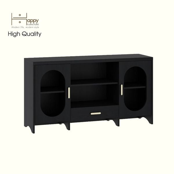  HAPPY FURNITURE , Tủ lưu trữ 2 cửa kính - CHEVY, KTV_080 , 140cm x 40cm x 76cm DxRxC 