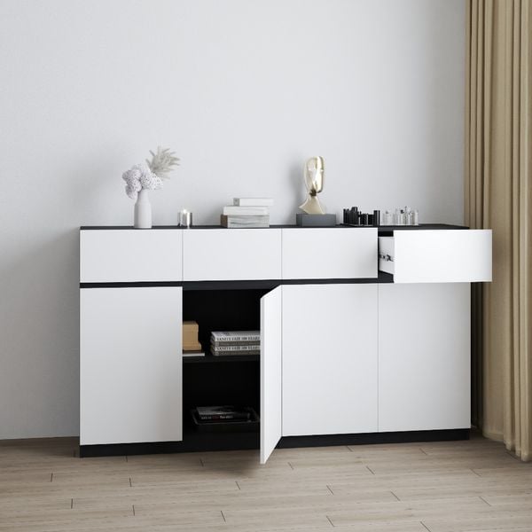  HAPPY FURNITURE , Tủ lưu trữ 4 cửa mở 4 ngăn kéo - KALA, TCM_246 , 180cm x 40cm x 100cm DxRxC 