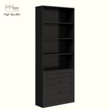  HAPPY FURNITURE , MATTA - Kệ sách 6 tầng 3 ngăn kéo , KSA_068 , 80cm x 28cm x 200cm DxRxC 