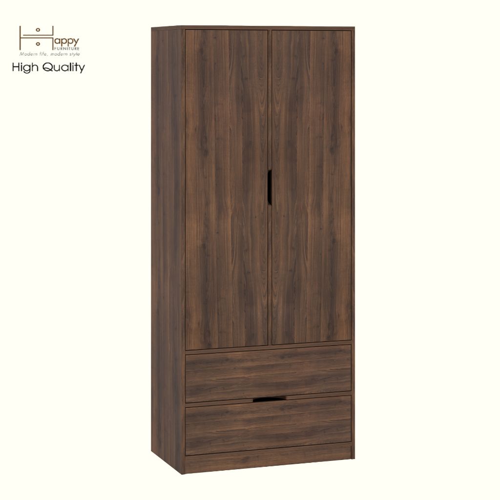  HAPPY FURNITURE ,Tủ lưu trữ 2 cửa mở 2 ngăn kéo - LAYLA , TCM_272 , 80cm x 45cm x 190cm DxRxC 