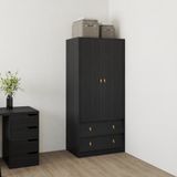  HAPPY FURNITURE , Tủ quần áo 2 cửa mở 2 ngăn kéo - CALYN , TCM_253 , 80cm x 54cm x 180cm DxRxC 