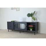  HAPPY FURNITURE , Kệ TV 2 cánh lùa 2 ngăn kéo chân sắt - SISEEL , KTV_053 , 160cm x 40cm x 53cm 