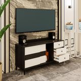  HAPPY FURNITURE , Kệ TV 2 cánh lùa chân sắt - TAKO , KTV_037 , 140cm x 40cm x 65cm 